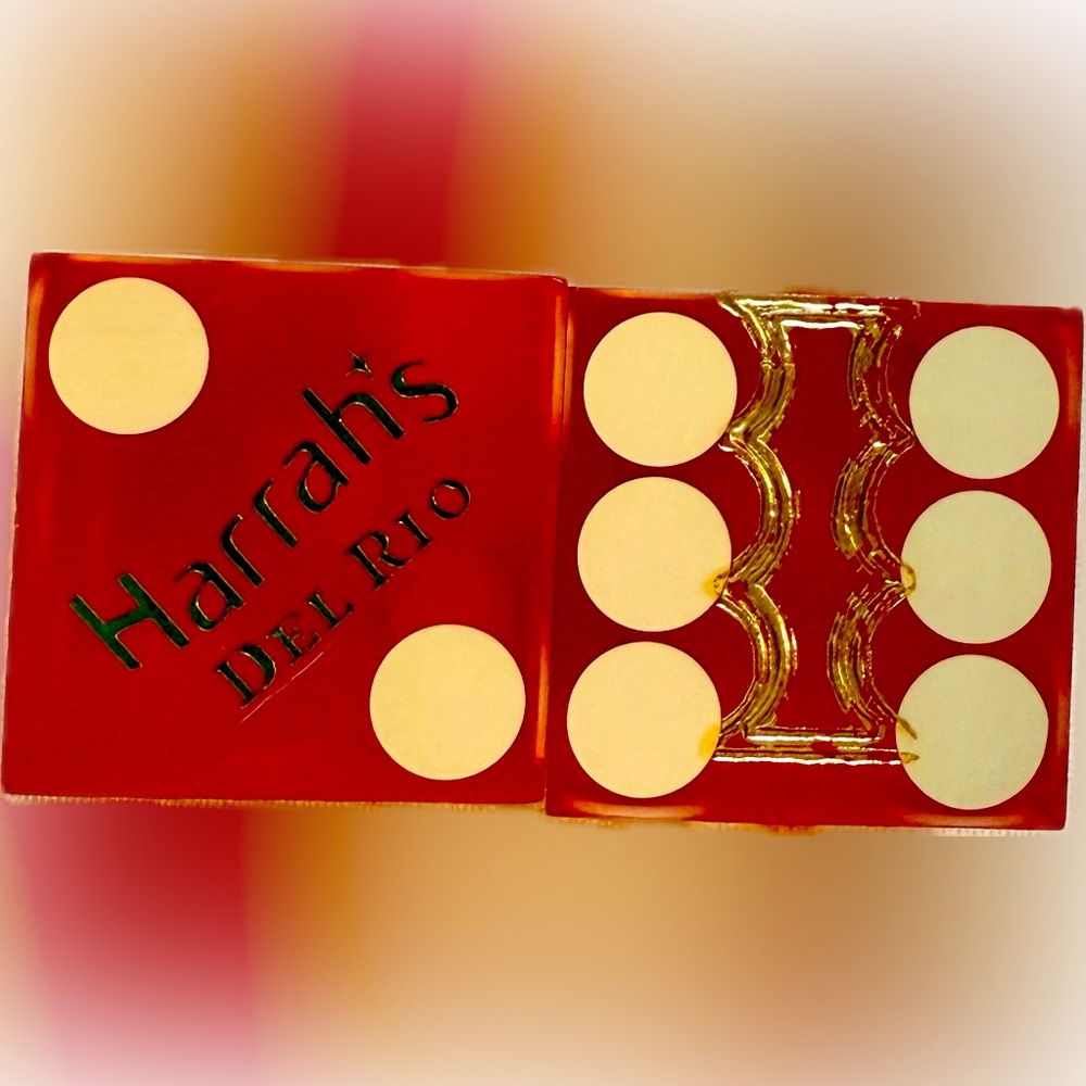 Harrahs Casino Del Rio Dice Red Vintage Cancelled Pair With Case Gambling